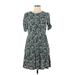 Boden Casual Dress - A-Line High Neck Short sleeves: Blue Print Dresses - Women's Size 10