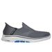 Skechers Men's Slip-ins: GO WALK 7 - Easy On 2 Sneaker | Size 8.0 | Charcoal/Blue | Textile/Synthetic | Machine Washable