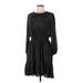 J.Crew Casual Dress - Mini Crew Neck 3/4 sleeves: Black Solid Dresses - Women's Size Medium