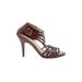 Cole Haan Heels: Brown Print Shoes - Women's Size 6 - Open Toe