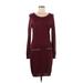 Marc New York Andrew Marc Casual Dress - Sweater Dress Scoop Neck Long sleeves: Burgundy Print Dresses - Women's Size Medium