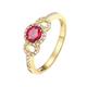 Best Friend Promise Rings, Gold Promise Rings 18K 1 0.5CT VVS Rose Red Round Lab Ruby with 0.17CT H White Natural Diamond Halo Channel Size S 1/2