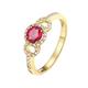 Gold Wedding Rings for Women, Natural Diamond Anniversary Ring 18K 1 0.5CT VVS Rose Red Round Lab Ruby with 0.17CT H Diamond Halo H 1/2 Valentine