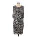 DressBarn Casual Dress - Sheath Scoop Neck Sleeveless: Gray Leopard Print Dresses - Women's Size 12