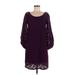 Laundry by Design Casual Dress - Shift Scoop Neck 3/4 sleeves: Purple Print Dresses - Women's Size 8