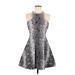 Elizabeth and James Cocktail Dress - A-Line: Silver Snake Print Dresses - Women's Size 6