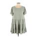 Wild Flower Casual Dress - A-Line Scoop Neck Short sleeves: Gray Solid Dresses - New - Women's Size Medium