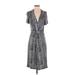 BCBGMAXAZRIA Casual Dress - Wrap: Gray Animal Print Dresses - Women's Size Small