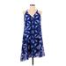 Calvin Klein Casual Dress - Mini V-Neck Sleeveless: Blue Dresses - Women's Size 10