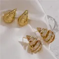 HECHENG-Boucles d'oreilles en forme de larme creuse pour femme plaqué or gros boucles d'oreilles