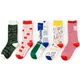 Chaussettes en coton pour hommes et femmes rayures rouges grille rouge lait tableau noir