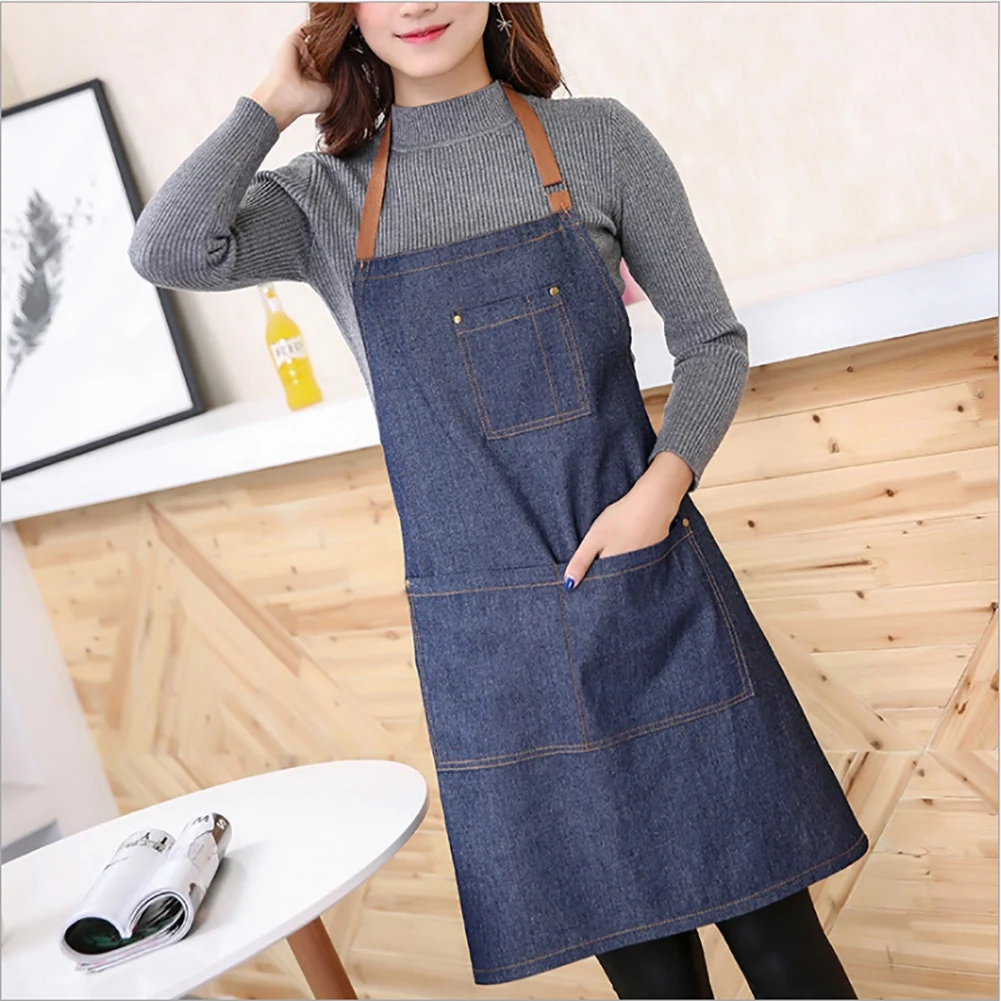 Tabliers antisalissure chauds en coton unisexe uniforme Denim Cowboy Simple Chef tabliers de cuisine pour femmes tablier de cuisine