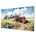 August Grove® Farmhouse Tractor Rural Harmony II - Farmhouse Metal Wall Art Set Metal in Green/Orange | 28 H x 48 W x 1 D in | Wayfair