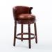 Darby Home Co Adaijah Swivel 26" Counter Stool Wood/Leather/Genuine Leather in Brown | 37.8 H x 21.7 W x 21.7 D in | Wayfair