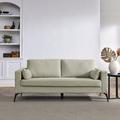 Wrought Studio™ Modern 3-seater Sofa w/ Square Arms, Tight Back, Two Small Pillows, Corduroy Beige Corduroy, in Brown | Wayfair