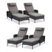 Red Barrel Studio® Schutt Outdoor Wicker All Weather Chaise Reclining Lounges w/ Cushions Set of 4 Metal/Wicker/Rattan in Brown | Wayfair