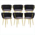 Everly Quinn 6 Pieces Woved Back Dining Chairs Upholstered/Velvet/Metal in Black | 29 H x 22 W x 21 D in | Wayfair 53663C987E0B4B629BE33565BEFA02EE