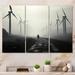 Latitude Run® Wind Turbines Elemental Forces III - Wind Turbines Metal Wall Decor Set Metal in Black/Gray | 28 H x 36 W x 1 D in | Wayfair