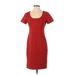 Ann Taylor Casual Dress - Sheath Scoop Neck Short sleeves: Red Print Dresses - Women's Size 4
