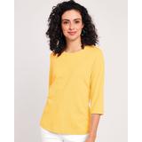 Blair Women's Essential Knit Three-Quarter Sleeve Tee - Yellow - L - Misses