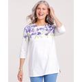 Blair Women's Three-Quarter Sleeve Floral Border-Print Tunic - White - XL - Womens