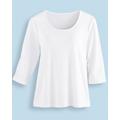 Blair Women's Essential Knit Three-Quarter Sleeve Tee - White - PM - Petite