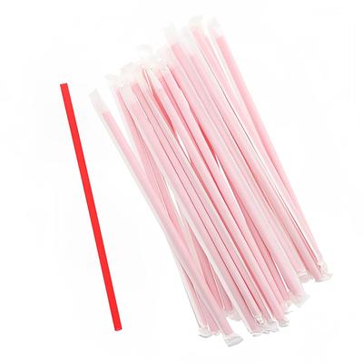 AmerCareRoyal STNGT2290904 9" Wrapped Giant Straws - Polypropylene, White/Red Striped, Individually Wrapped, Multi-Colored