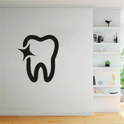 Zahnklinik Wandtattoo Badezimmer Poster Vinyl Wandtattoos Dekor Wandbild Zähneputzen Glänzende Zähne Image