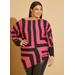 Plus Size Crystal Cuffed Striped Tunic