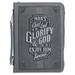 Christian Art Gifts Classic Vegan Leather Bible Cover for Men & Women: Glorify God - Inspirational Bible Verse Sturdy Easy Carry Book Case w/Pen Loops Charcoal Gray Medium