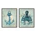 Poster Master 2-Piece Vintage Octopus Poster - Retro Anchor Print - Antarctica Map Art - Aquatic Art - Gift for Men Women - Nautical Decor for Bathroom Ocean or Beach House - 11x14 UNFRAMED Wall Art