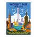 1934 World s Fair Chicago - Tour the World at the Fair - Vintage Travel Poster by Weimer Pursell c.1934 - Fine Art Matte Paper Print (Unframed) 20x26in