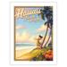 Hawaii Trade Winds - Hula Dancer - Vintage Hawaiian Travel Poster by Kerne Erickson - Fine Art Matte Paper Print (Unframed) 18x24in