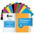 Rosmonde 12 Pack Spiral Notebook 5 Subject 300 Pages/Book (150 Sheets) Wide Ruled 8 x 10-1/2 Bulk Office Spiral Notebooks Sturdy Spiral Journal Notebooks for School Soft Cover Assorted Colors
