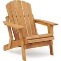 Oversize Wooden Folding Adirondack Chair - Pre-Assembled Outdoor Patio Lounge Chair for Garden Porch Poolside Fire Pit Easy Assembly Outdoor Furniture