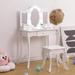 Kids Vanity, Girls Vanity Table with Mirror, Light,Stool & Drawer