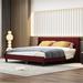 3 Color Wooden King Size Bed Frame Upholstered Platform Bed with Adjustable Headboard