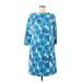 Joan Vass Casual Dress: Blue Print Dresses - Women's Size Medium