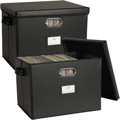 12-Inch Vinyl Record Storage Boxes (Black)