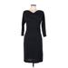 Ann Taylor Casual Dress - Sheath Cowl Neck 3/4 sleeves: Gray Print Dresses - Women's Size 6