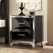 Elegant High Gloss Nightstand with Metal Handle,Mirrored Bedside Table with 2 Drawers for Bedroom,Living Room