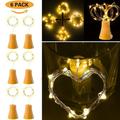 Taylongift Valentine s Day 6 Pack Solar Powered Wine Bottle Lights 10 LED Waterproof Copper Cork Solar Lights for Wedding Christmas Outdoor Holiday Garden Patio Pathway Decor (Warm White)