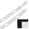 Boy s 8.1mm .925 Sterling Silver Diamond-Cut Flat Figaro Choker Chain Necklace 16 inches