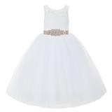 Ekidsbridal White V-Back Lace Tutu Flower Girl Dresses for Wedding Ceremony Mini Bridal Gown 212R3 6