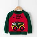 eczipvz Baby Boy Clothes Toddler Boys Girls Patchwork Colour Cartoon Car Print Sweater Long Sleeve Warm Knitted Pullover (Red 3-4 Years)