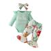ASFGIMUJ Toddler Girl Outfits Cute Long Letter The Clothes Flowers Flares Suit Autumn Coat Pants Hair Band Boy Outfits Green