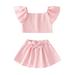 Ykohkofe Kids Toddler Baby Girls Spring Summer Solid Cotton Off Shoulder Top Bow Tie Skirts Outfits Juniors Tops for Teen Girls Sweat Suit for Teen Girls Girl Clothes 5 Piece Baby 3 Piece Set Girls