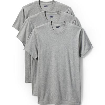 Crew Neck T-shirt - 3-pack, Men, size: 34-36, regular, Grey, Cotton, by Lands' End
