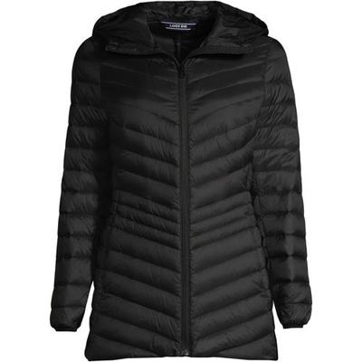 Wanderweight Down Ultralight Packable Jacket with Hood, Women, size: 20-22, plus, Black, Nylon/Down, by Lands' End