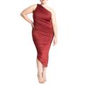 Plus Size Women's Ruched One Shoulder Dress by ELOQUII in Blaze Red (Size 18)